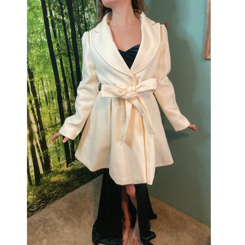 Grace Karin Off-White Wool Peacoat